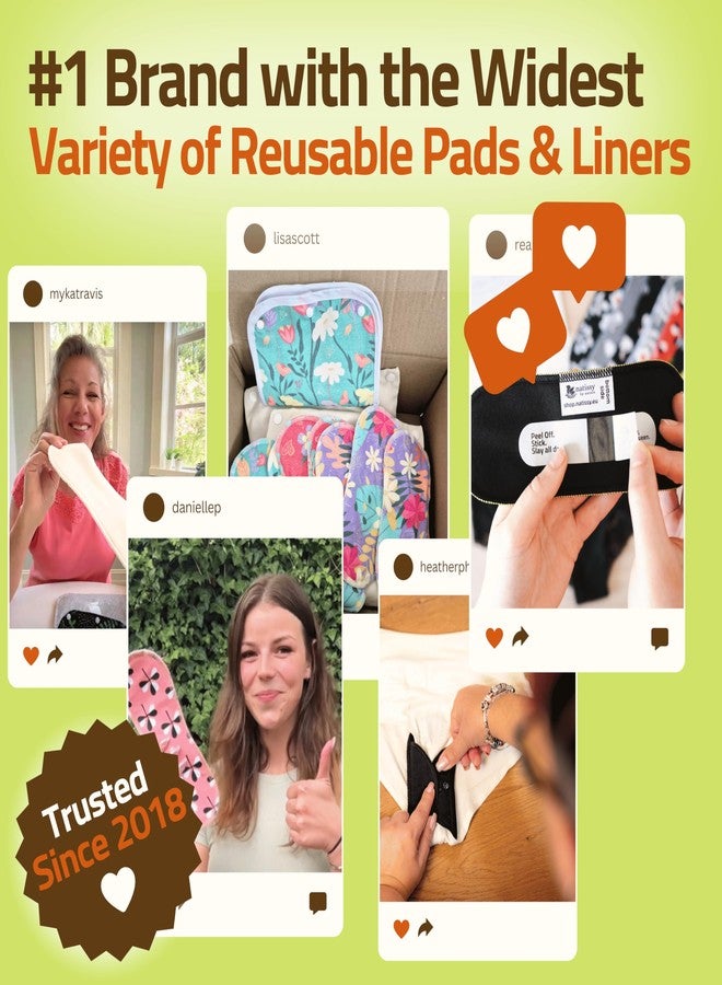 Natissy 2-in-1 Wingless Reusable Panty Liners with Camel Concealer Toe (Thong, 7 Pack) - Stay-Put Adhesive Strips – 100% Breathable Organic Cotton & High-Temp Washable Cloth - Secure All-Day Fit - Made in EU - Image 2